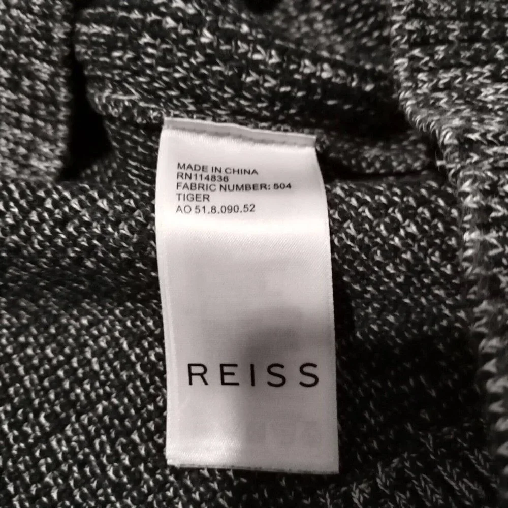 Reiss Jumper Mens XS Tiger Grey Chunky Tight Knit Contrasting Trim Crew Heavy - Picture 3 of 13